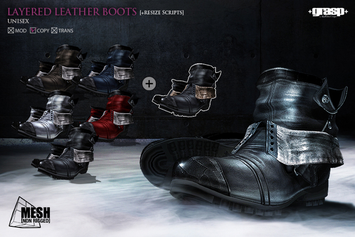 +grasp+/Layered leather boots/FATPACK/Unisex