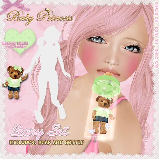 :*BABY*: Beary Set - Bear and Bottle { GREEN }