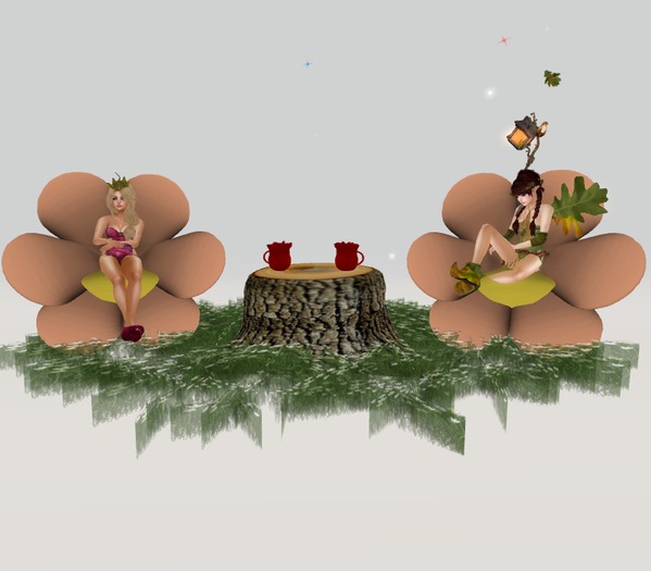 Bella'sBits ~ Petite ~ Flower Chairs & Table - orange