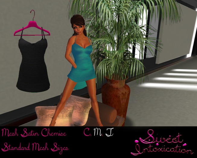 ::Sweet Intoxication:: Satin Mesh Chemise - Black