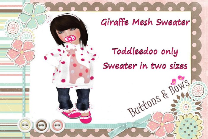 Buttons & Bows Giraffe Mesh Sweater TD only