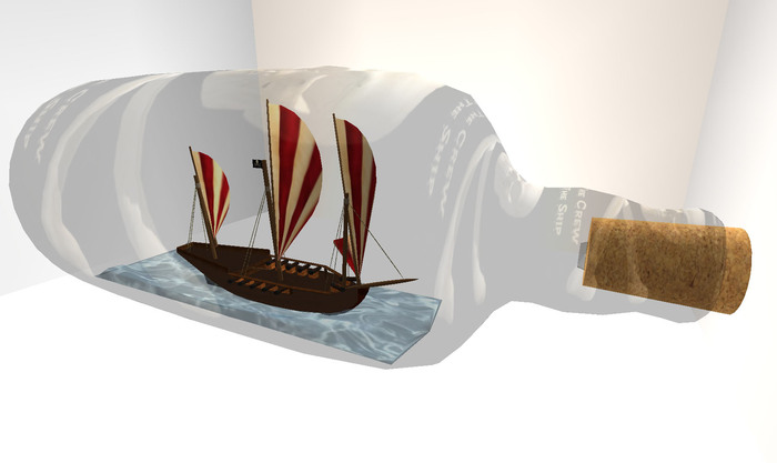 Migizi's Merchant Corsair Ship in a bottle 