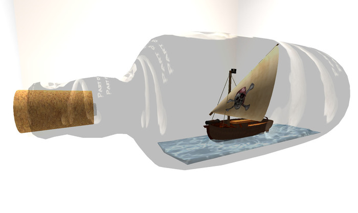 Migizi's Pirate's Gunboat Ship in a bottle 