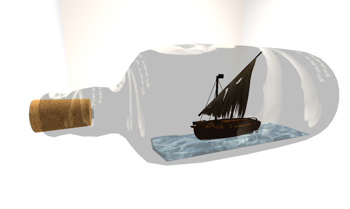 Migizi's Ghost Gunboat Ship in a bottle 
