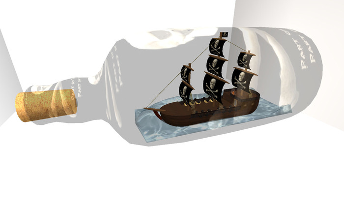 Migizi's Pirate Galleon Ship in a bottle 
