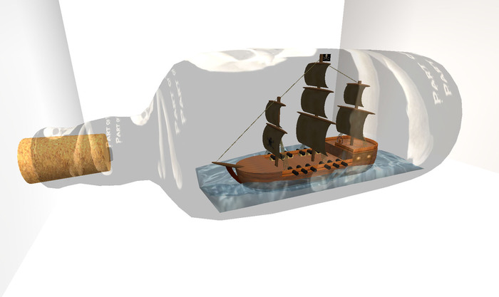 Migizi's Pirate's Galleon Ship in a bottle 