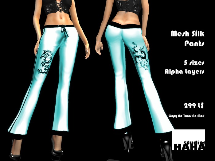 !Mesh Aqua Silk Pants