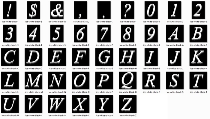 Alphabet - ice - white black 
