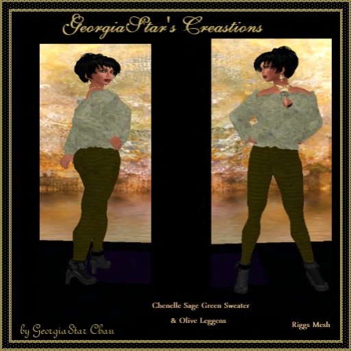 GSC Chenille Sage Sweater & Ribbed Olive Pants