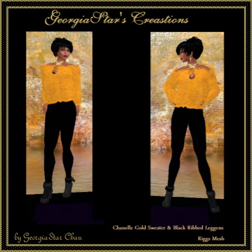 GSC Chenille Gold Sweater & Ribbed Black Pants