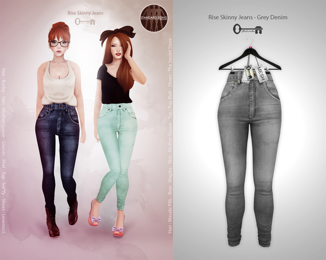 The Secret Store - Rise Skinny Jeans - Grey Denim