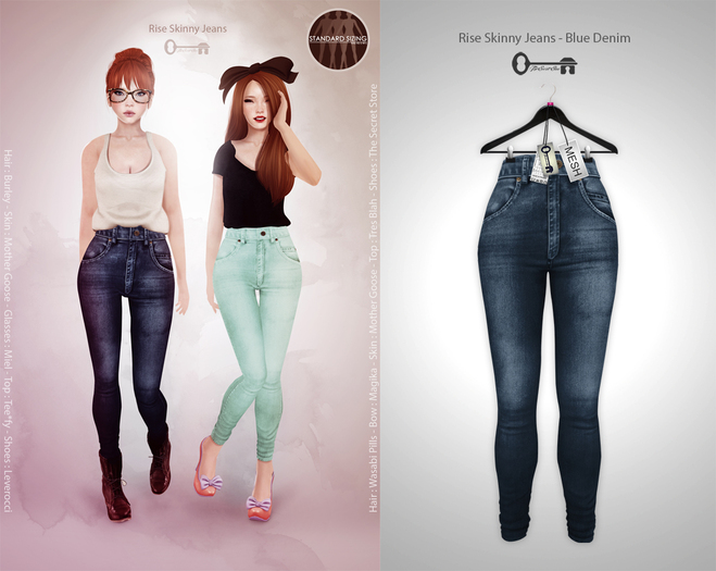 The Secret Store - Rise Skinny Jeans - Blue Denim 