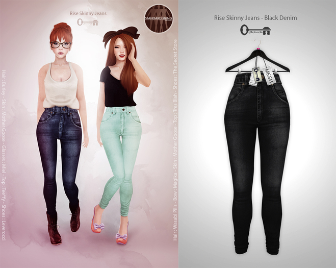 The Secret Store - Rise Skinny Jeans - Black Denim 