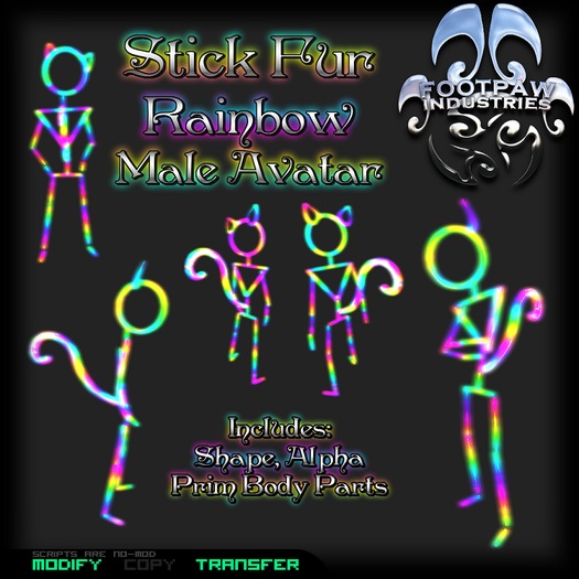 [FPI] Stick Fur Male Rainbow Rave Avatar