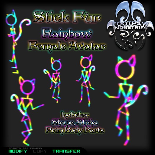 [FPI] Stick Fur Female Rainbow Rave Avatar