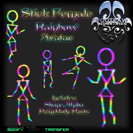 [FPI] Stick Female Rainbow Avatar  Rave Avatar