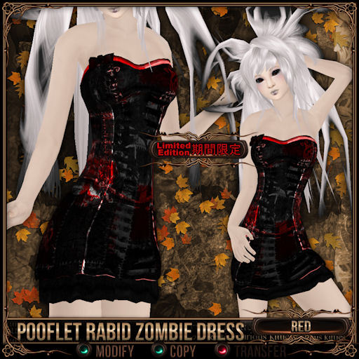 [Mesh] =^.^= Curious Kitties - [Limited Edition] Pooflet Rabid Zombie Dress - Red