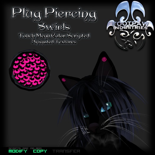 [FPI] Plug Swirls Furry or Neko Ear Plug Piercing