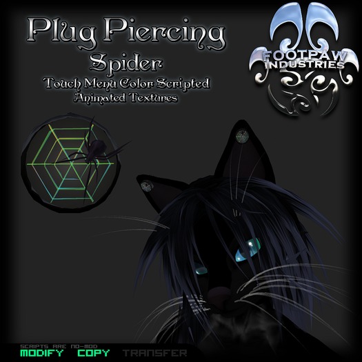 [FPI] Plug Spider Furry or Neko Ear Plug Piercing