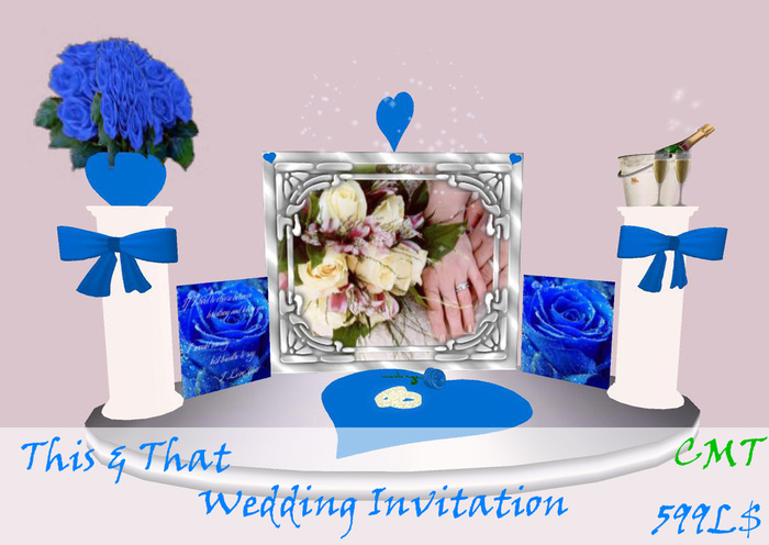 This & That Blue Heart Wedding Invitation (Boxed)