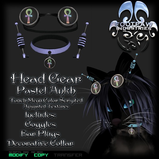 [FPI] Head Gear Pastel Ankh Unisex Goggles, Ear Pieces & Decorative Collar