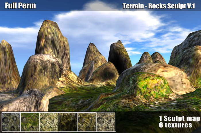Full Perm Sculpty Terrain - Landscape Rocks - Outcrops V.1 Builder's Kit