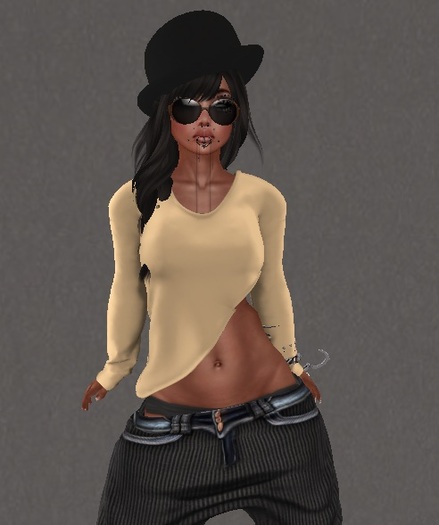 Mesh Sloped Front Sweater Cream