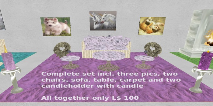 Karton Set violett Moebel