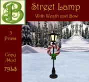 Street Lantern with Candy Cane Wreath & Bow