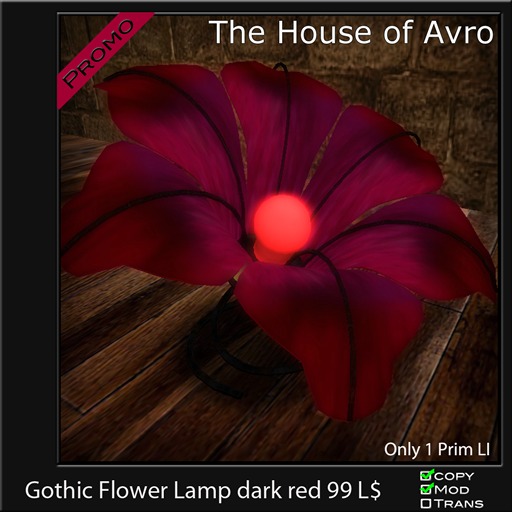 Gothic Flower Lamp Dark Red