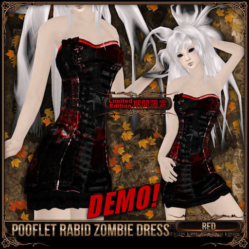 [Mesh] =^.^= Curious Kitties - [Limited Edition] Pooflet Rabid Zombie Dress - Red DEMO
