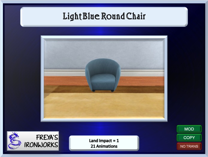 Light Blue Round Chair - Freya's Ironworks