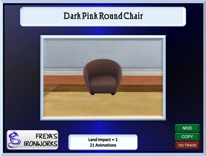 Dark Pink Round Chair - Freya's Ironworks