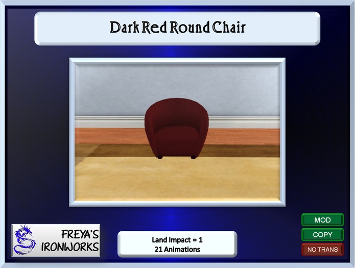 Dark Red Round Chair - Freya's Ironworks