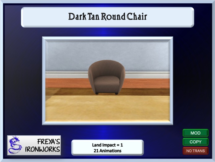 Dark Tan Round Chair - Freya's Ironworks