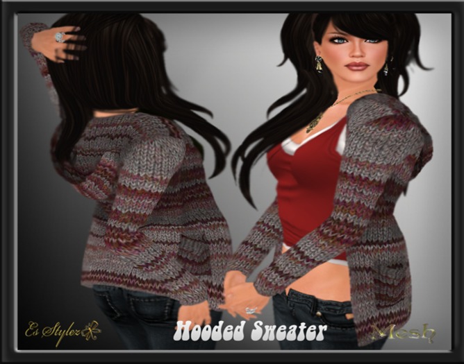 ~*Es Stylez*~ MESH - Hooded Sweater-Rust