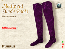 !! MOONSTRUCK !! 426 Flat Over Knee Boots PURPLE - Medieval Boots