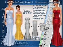 DEMO LMC Mesh Templates - Corset Gown I - Fully rigged mesh mermaid gown