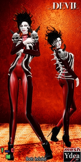 *Ydea* Devil catsuit mesh red