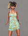 Mesh vest dress beige blue flowers