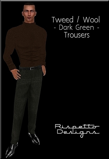 Rispetto Designs - Tweed MESH Plaid Trousers - Dark Green