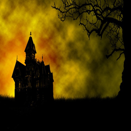 Background Halloween House yellow sky