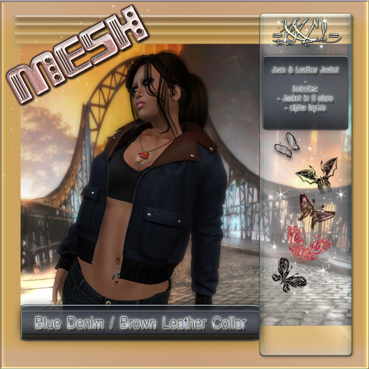 =KKC!= Female Jean & Brown Leather Jacket