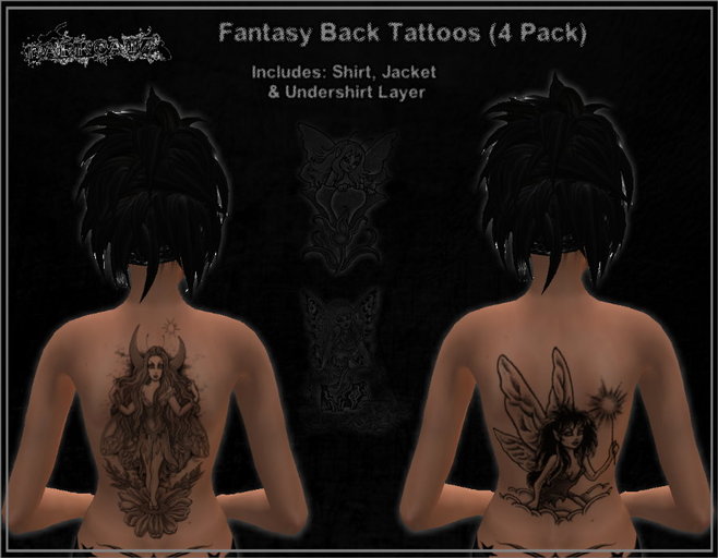 ::DarKCatZ:: Fantasy Back Tattoos (4 Pack)