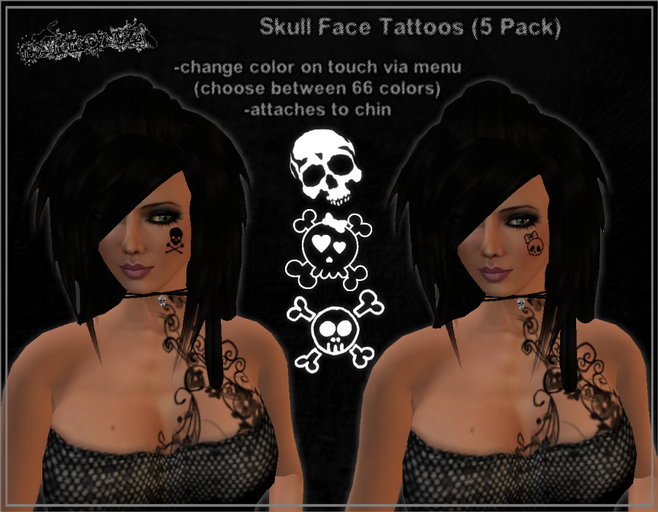 ::DarKCatZ:: Skull Face Tattoos (5 Pack)