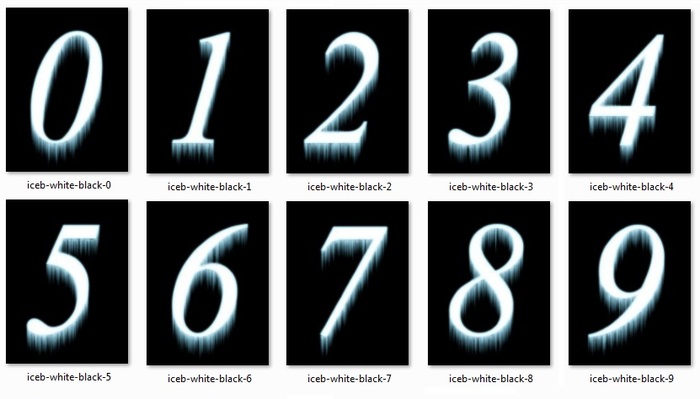 Numbers - iceb - white black 