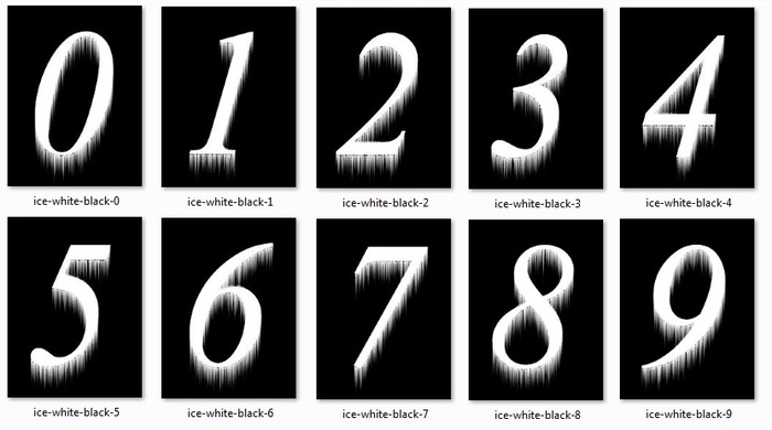 Numbers - ice - white black 