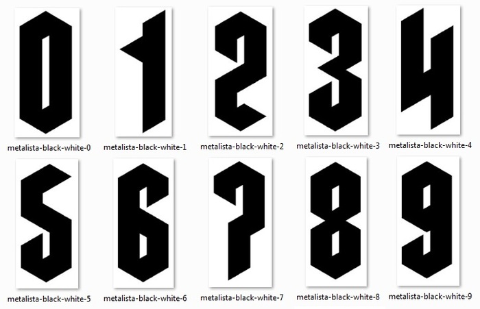 Numbers - metalista - black white 