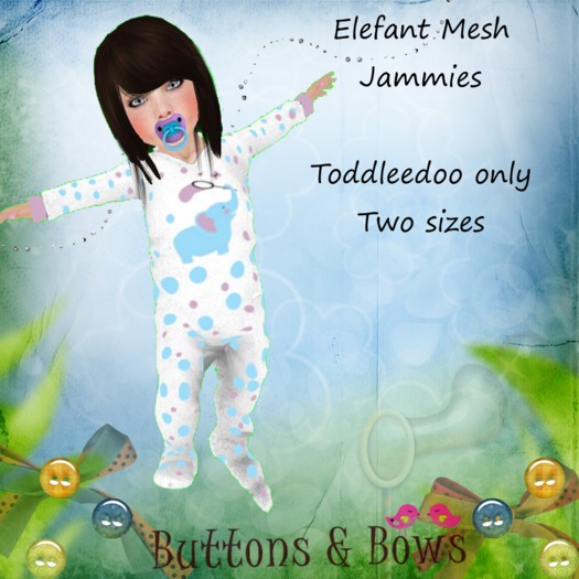 Buttons & Bows Elefant Mesh Jammies