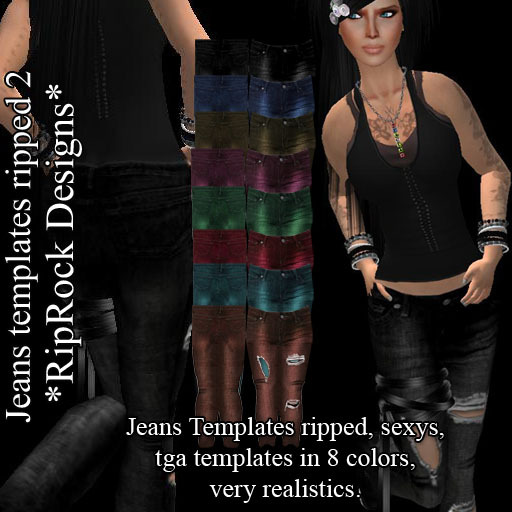 RipRock - jean ripped 2 templates full perms tga